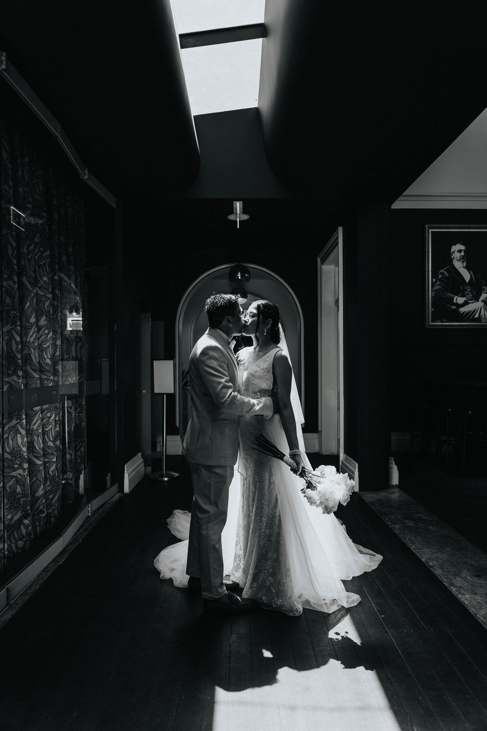 Couple celebrating after elopement at the Old Courthouse - Fremantle