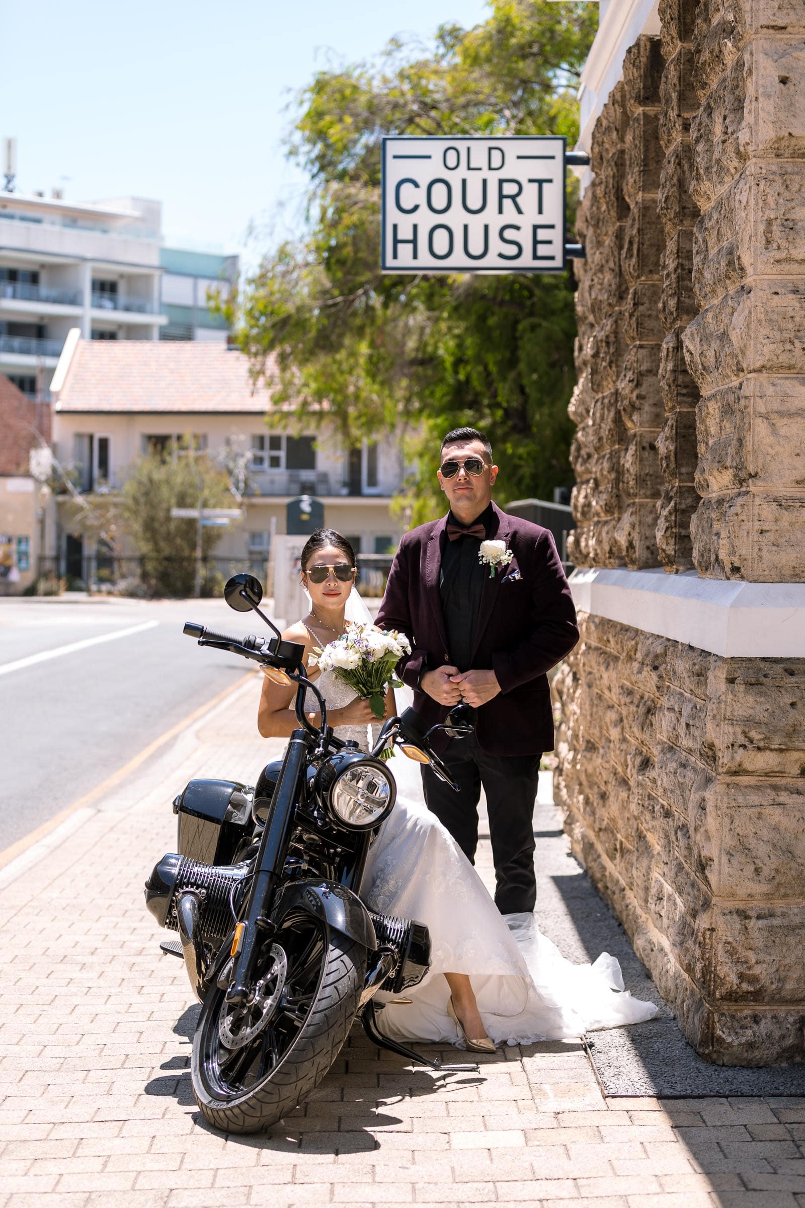 magazine style photograph of newly weds after an elopement at the Old Courthouse - Fremantle